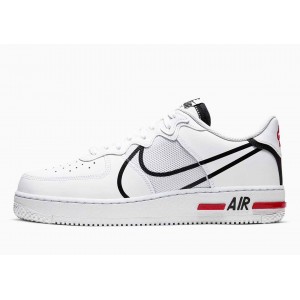 Nike Air Force 1 REACT Blanc Noir Rouge pour Homme